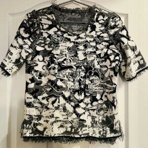 Black and White Patterned Knit Top